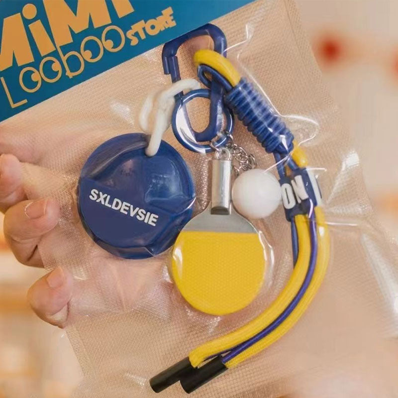 Mini Table Tennis Racket Rope Braided Keychain