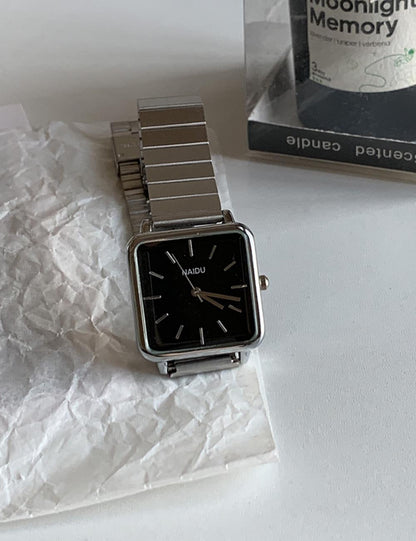 Square Dial Bamboo Link Bracelet Quartz Watch