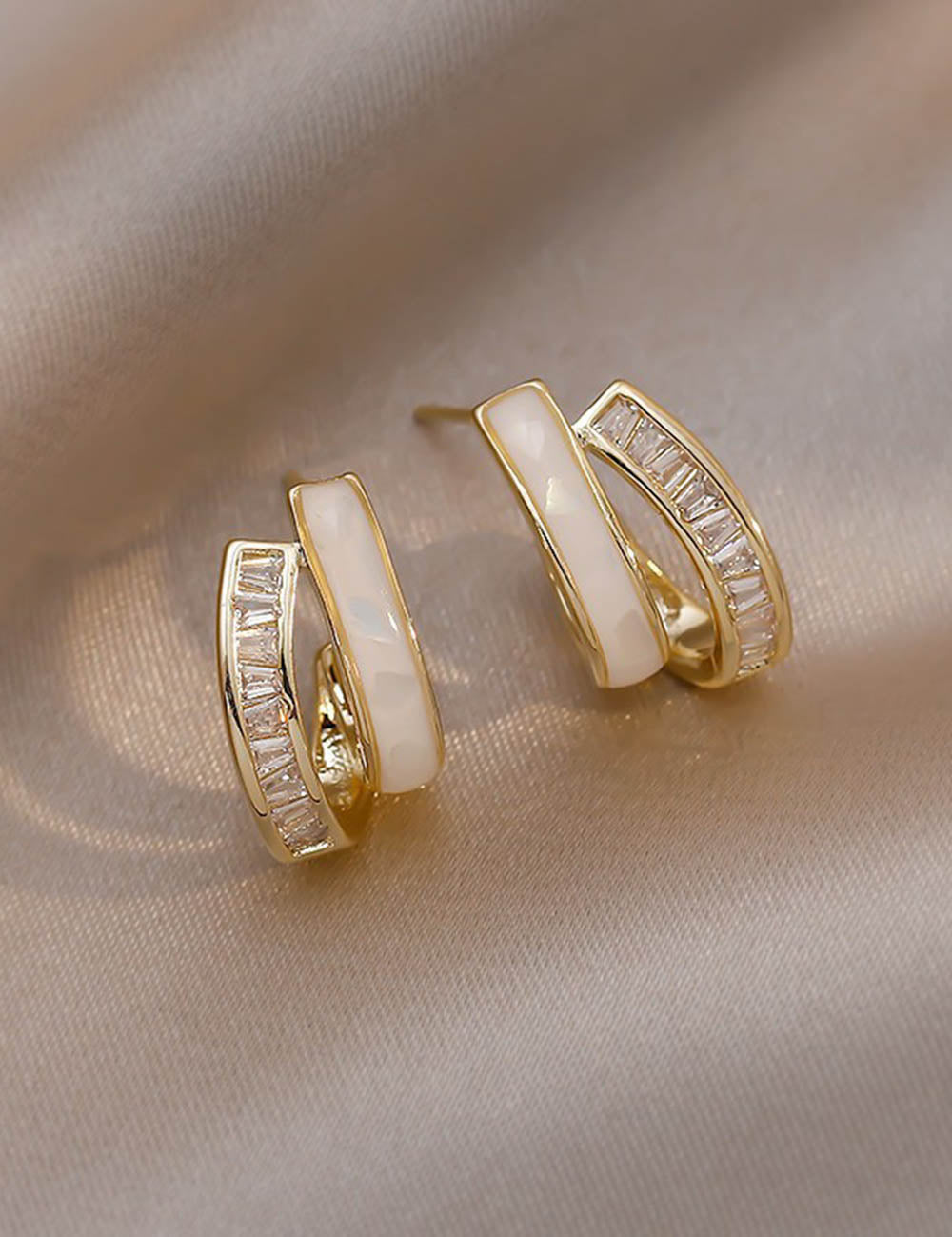 Elegant Double-Layer Rhinestone Stud Earrings