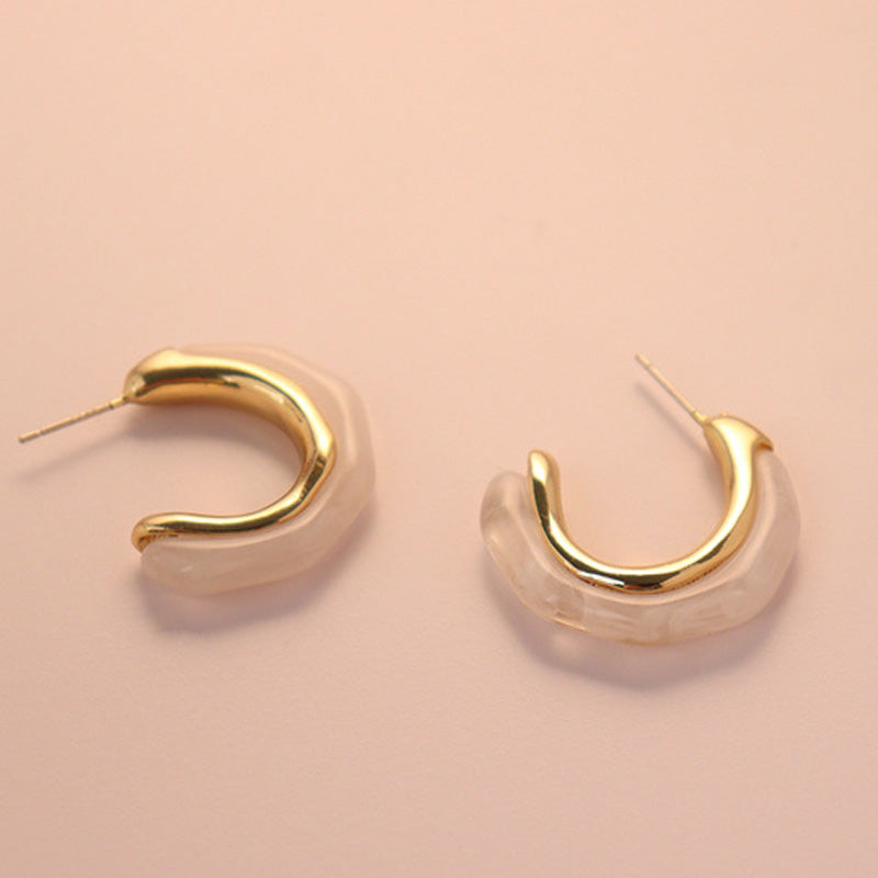 Simple Geometric Resin Open Hoop Earrings