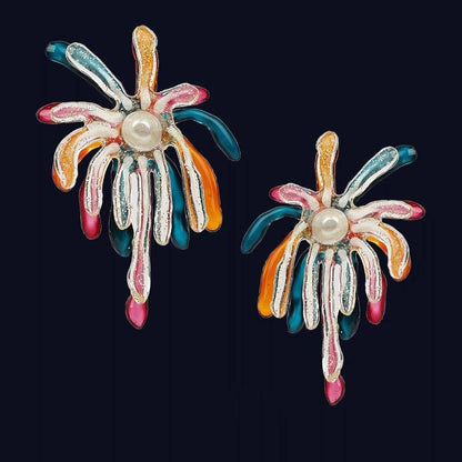 Resin Colorful Firework Stud Earrings
