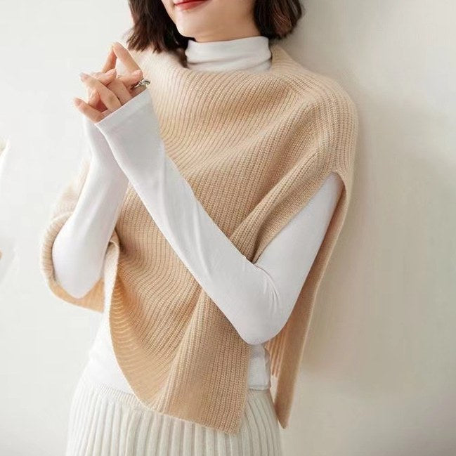 Side Split Solid Color Knitted Shawl Scarf