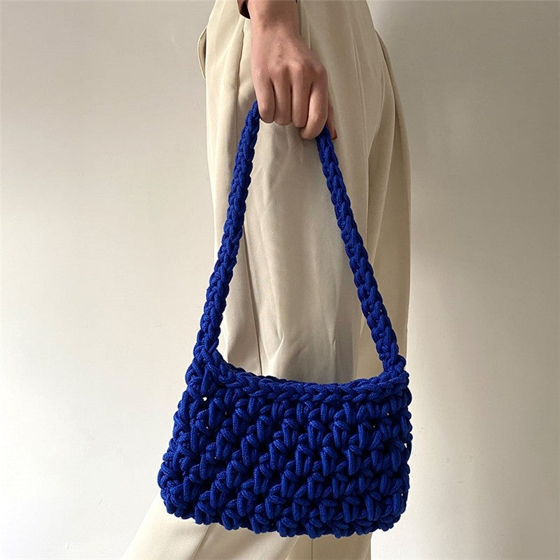 Solid Color Crochet Knitted Shoulder Bag
