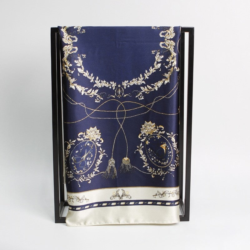 Vintage Elegant Geometric Pattern Silk Scarf