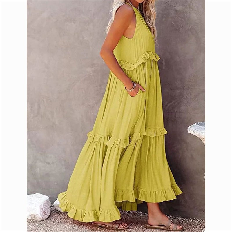 Beach Maxi Dress With Ruffle Hem