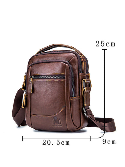 Solid Zipper Leather Multi-layer Pocket Crossbody Bag