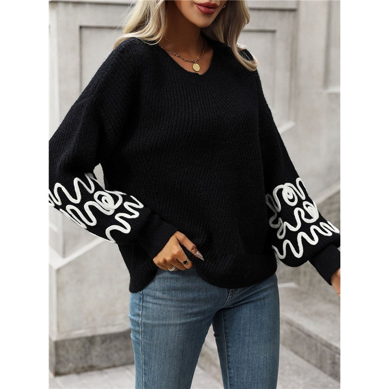 Long Sleeve Crewneck Casual Loose Pullover Knitted Sweater