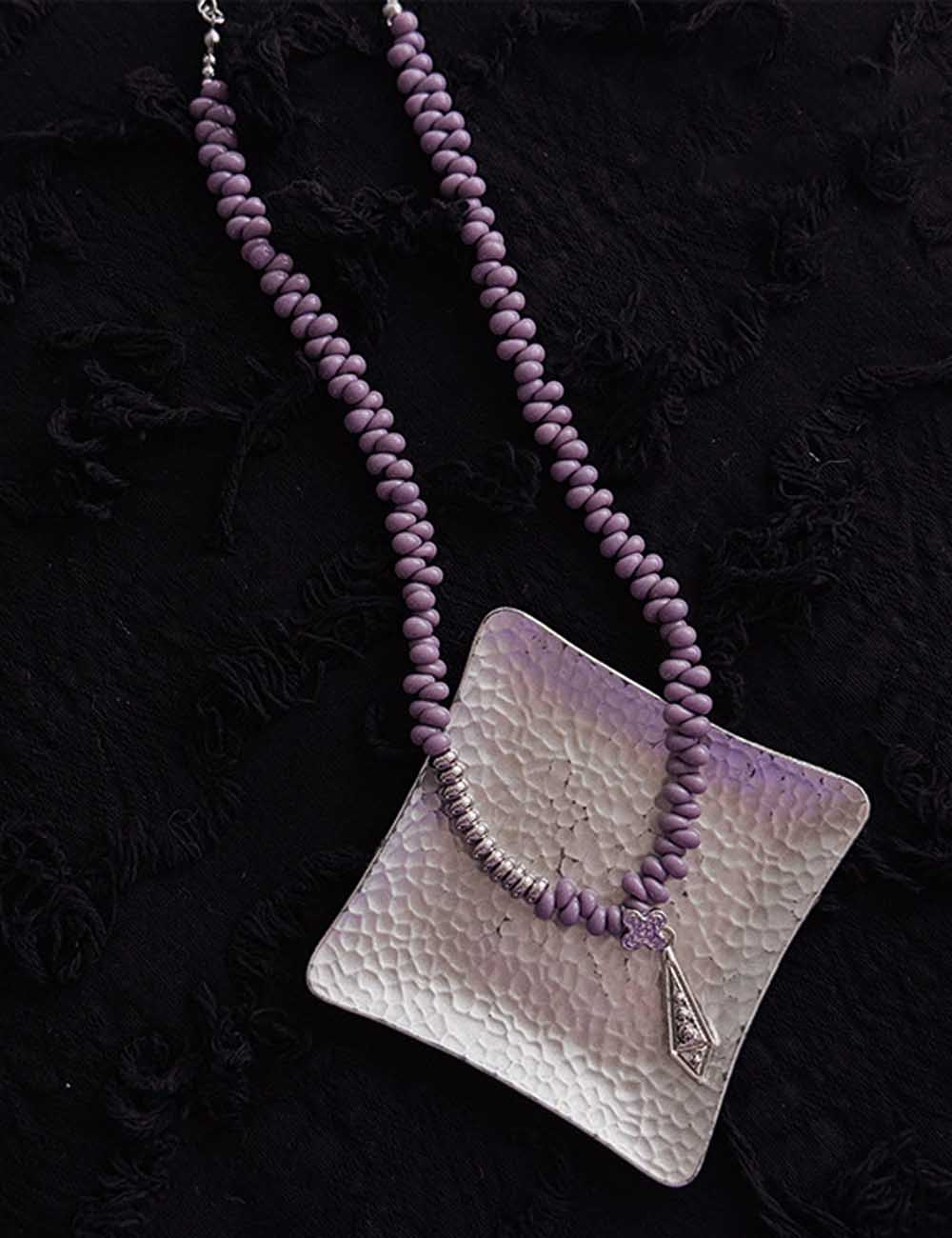 Vintage Czech Beads Clover Pendant Necklace