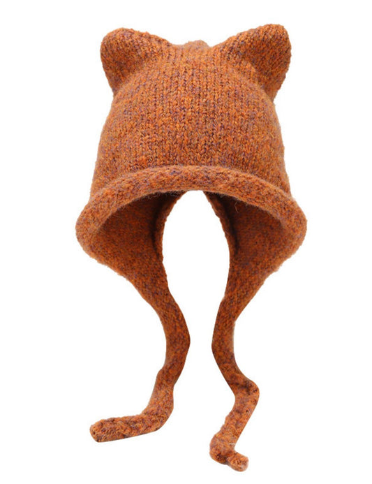 Cute Cat Ear Thermal Knit Beanie Hat