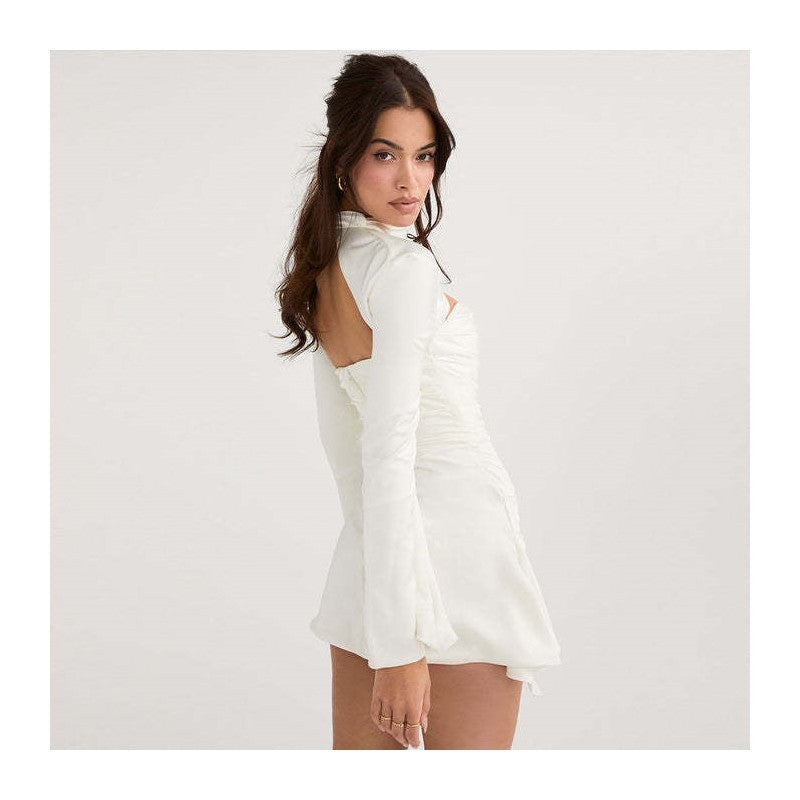 Short Hollow Out Long Sleeve Cocktail Dress