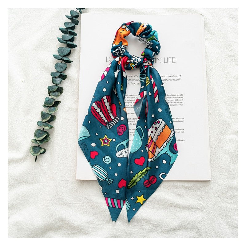 Halloween Printed Satin Scarf Scrunchies