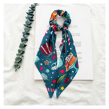 Halloween Printed Satin Scarf Scrunchies