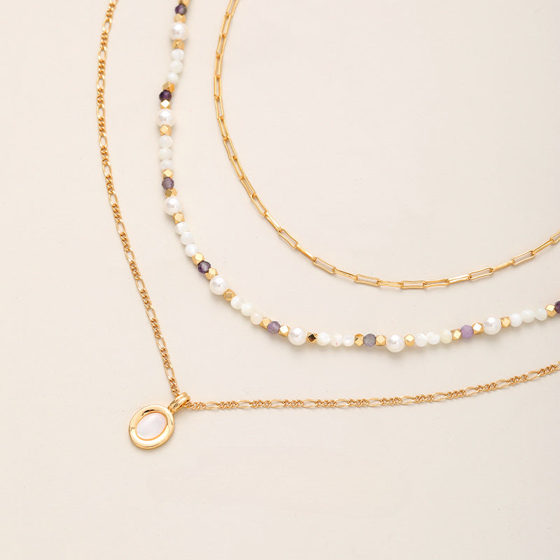 Pearl Shell Layered Simple Necklaces