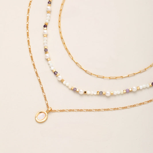 Pearl Shell Layered Simple Necklaces