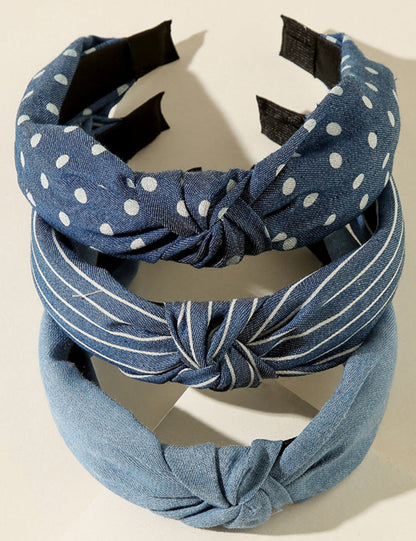 Vintage Demin Stripe Knot Headband