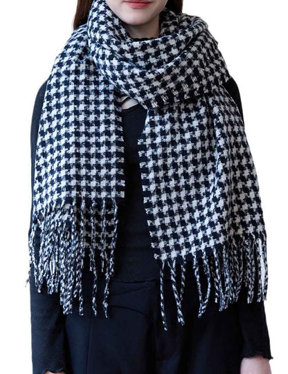Classic Plaid Long Shawl Wool Blend Scarf