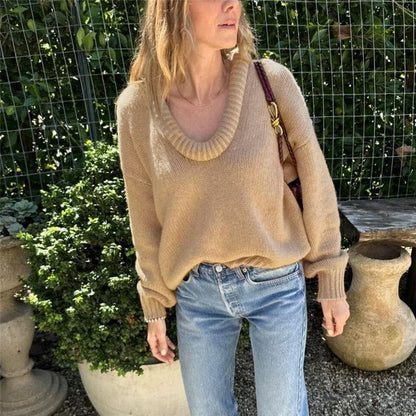 Stylish Loose Fit Solid Color Knit Sweater
