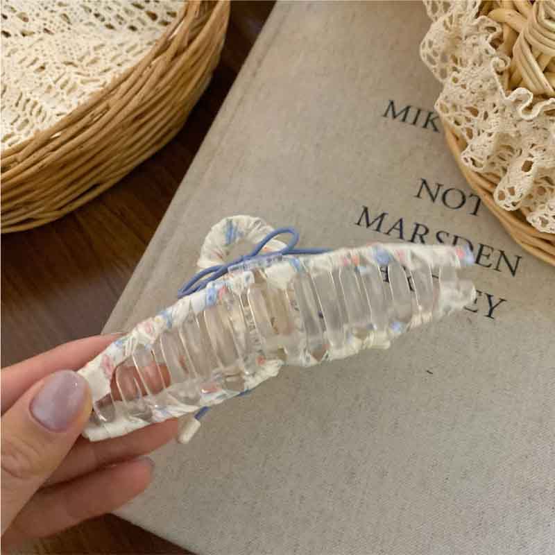 Cute Bow Knot Floral Fabric Hair Claw