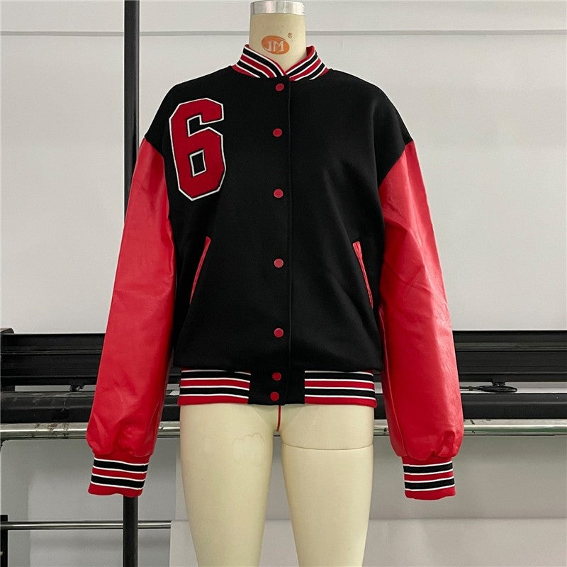 Color Clash Fleece Padded Jacket Coat