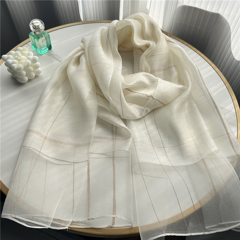 Fashion Plaid Scarf With Gold Trim