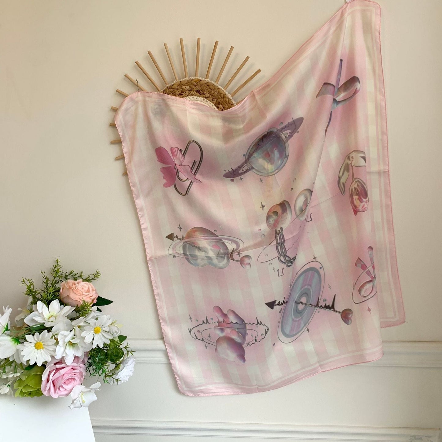 Retro Star Colorful Print Square Scarf