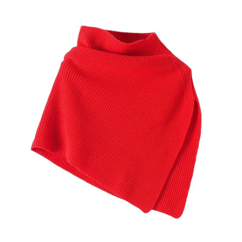 Side Split Solid Color Knitted Shawl Scarf
