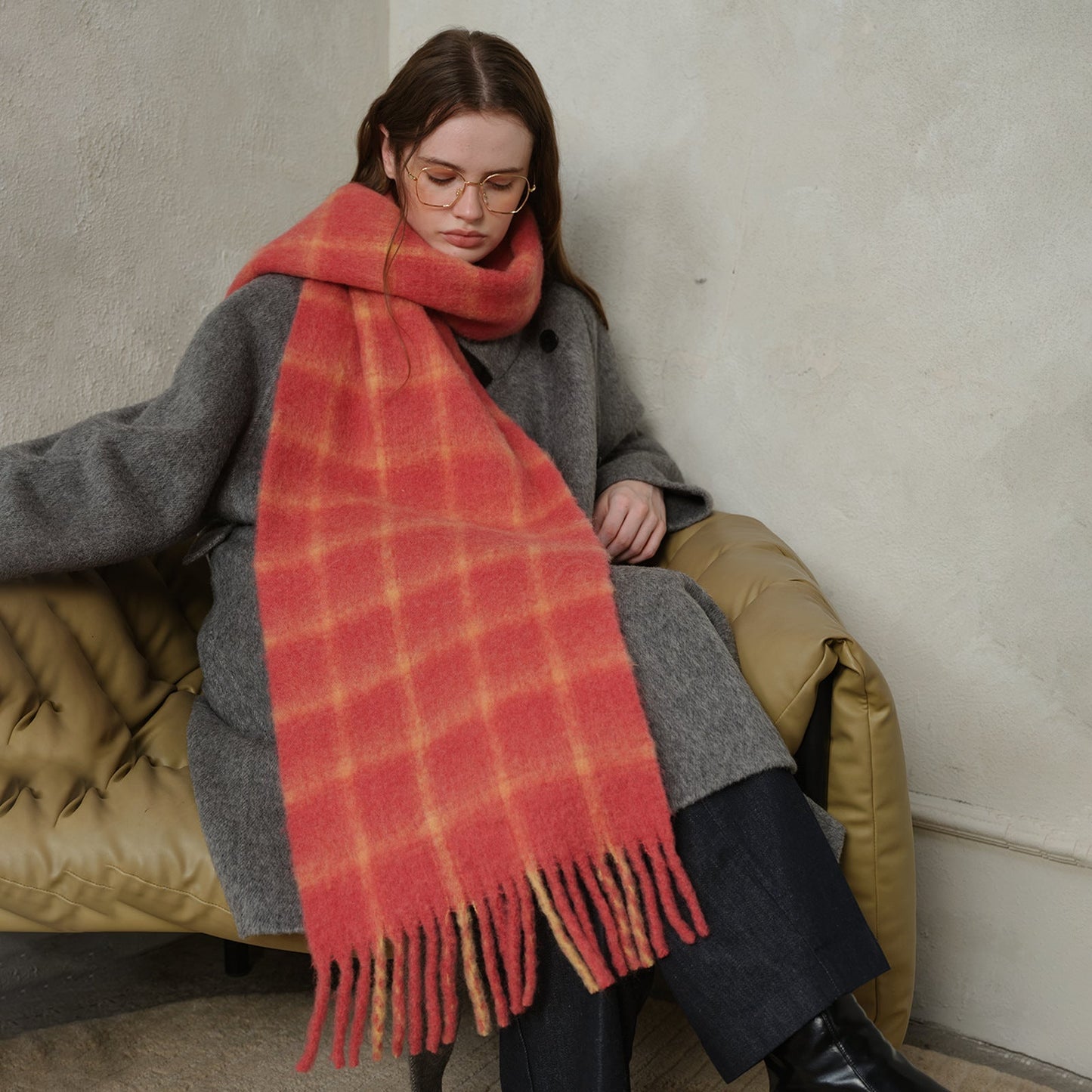 Simple Soft Plaid Soft Warm Scarve