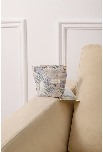 Cute Flower Textured Embroidery Makeup Bag