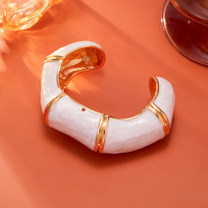 Vintage Enamel Open Wavy Bamboo Bracelets