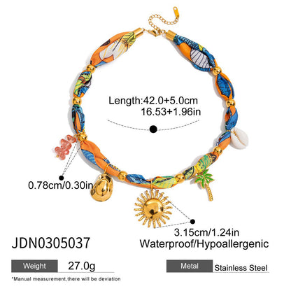 Beach Style Gold Pendant Scarf Necklace