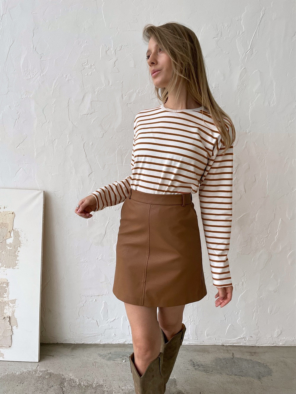 Striped Color Block Simple Loose T-Shirt