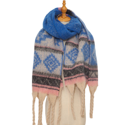 Contrast Color Tassel Mohair Scarves
