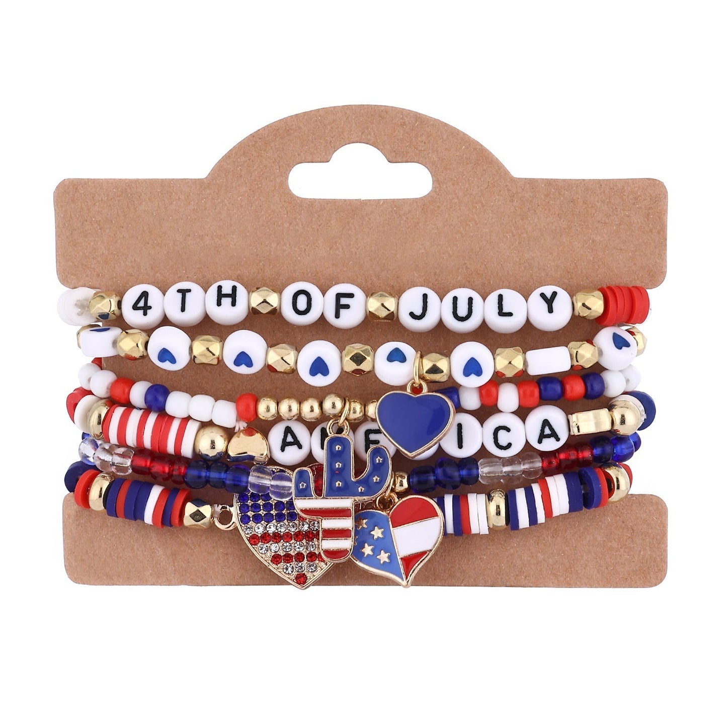 American Flag Multi-Layered Beaded Bracelet