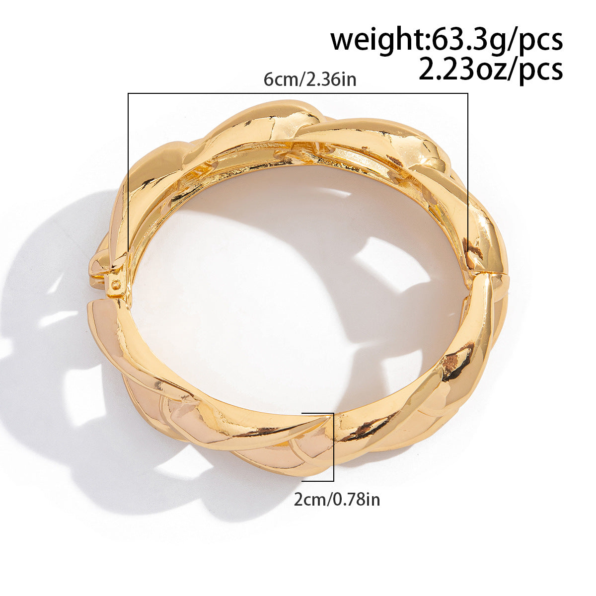 Thick Gold Irregular Twisted Bangle Bracelets