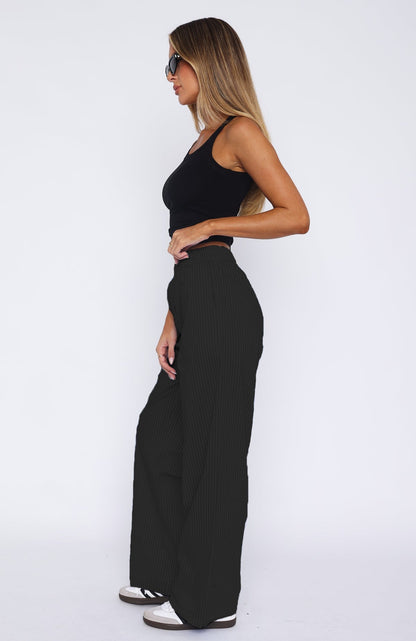 Simple Striped Casual Straight Leg Pants