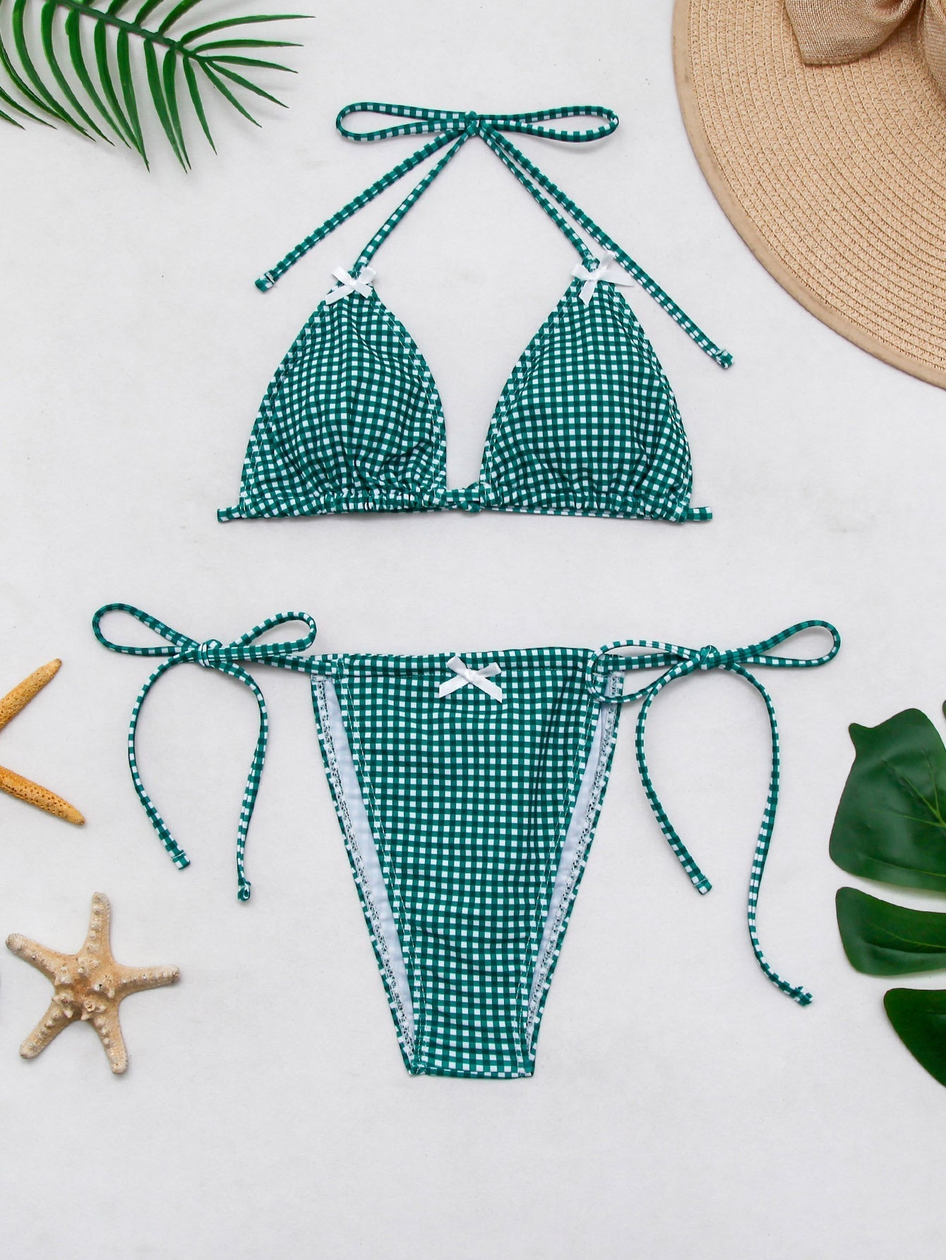 Cute Floral Gingham Bikini Swimwear