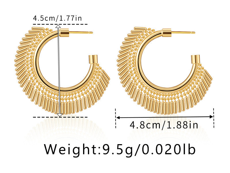 Gold Plated Beaded Tassel Hoop Earing