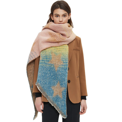 Contrast Color Star Print Scarves