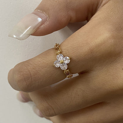 Four-Leaf Clover Cubic Zirconia Ring