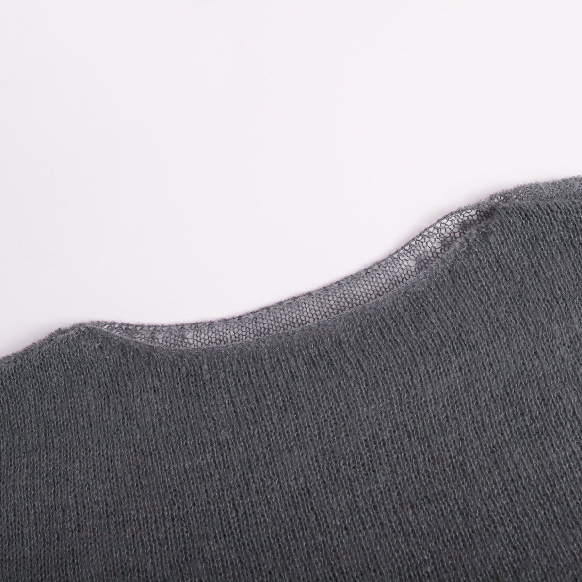 Solid Color See Through Flare Sleeves Knit Top