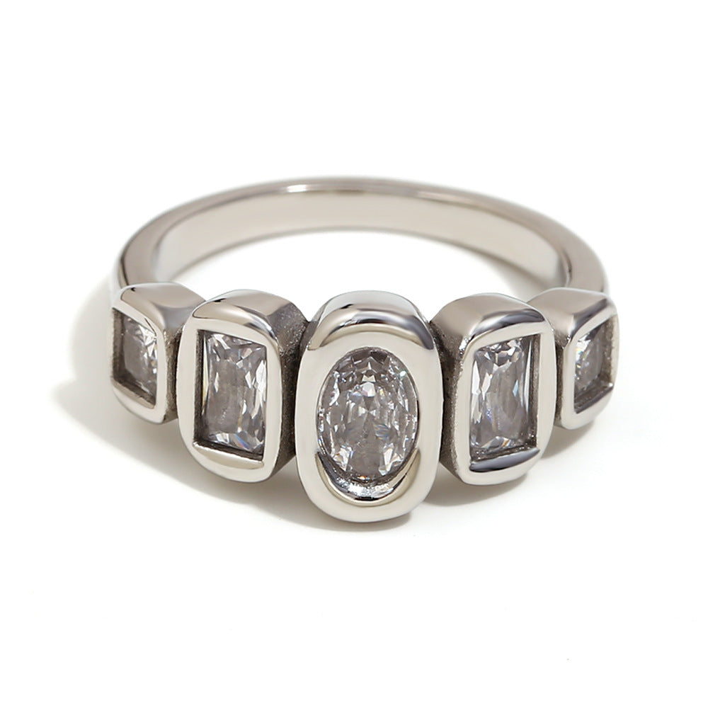 Simple Geometric Bezel-Set Zircon Ring