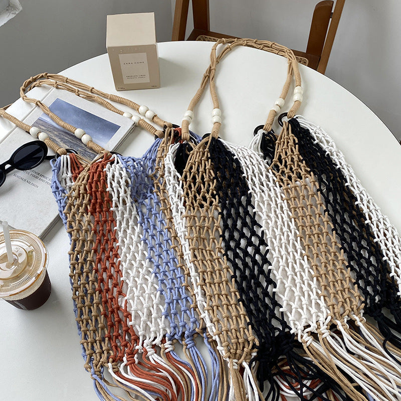 Handmade Shoulder Tassel Woven Bag