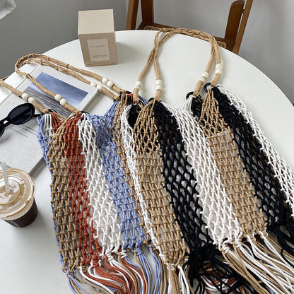 Handmade Shoulder Tassel Woven Bag
