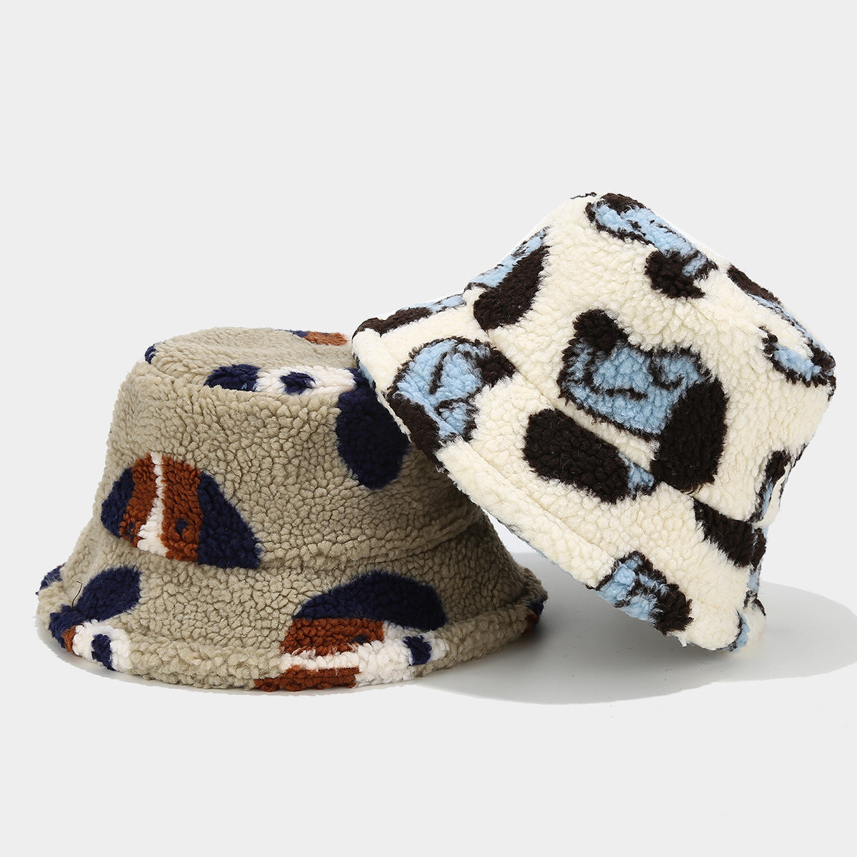 Cute Dog Pattern Thicken Winter Bucket Hat
