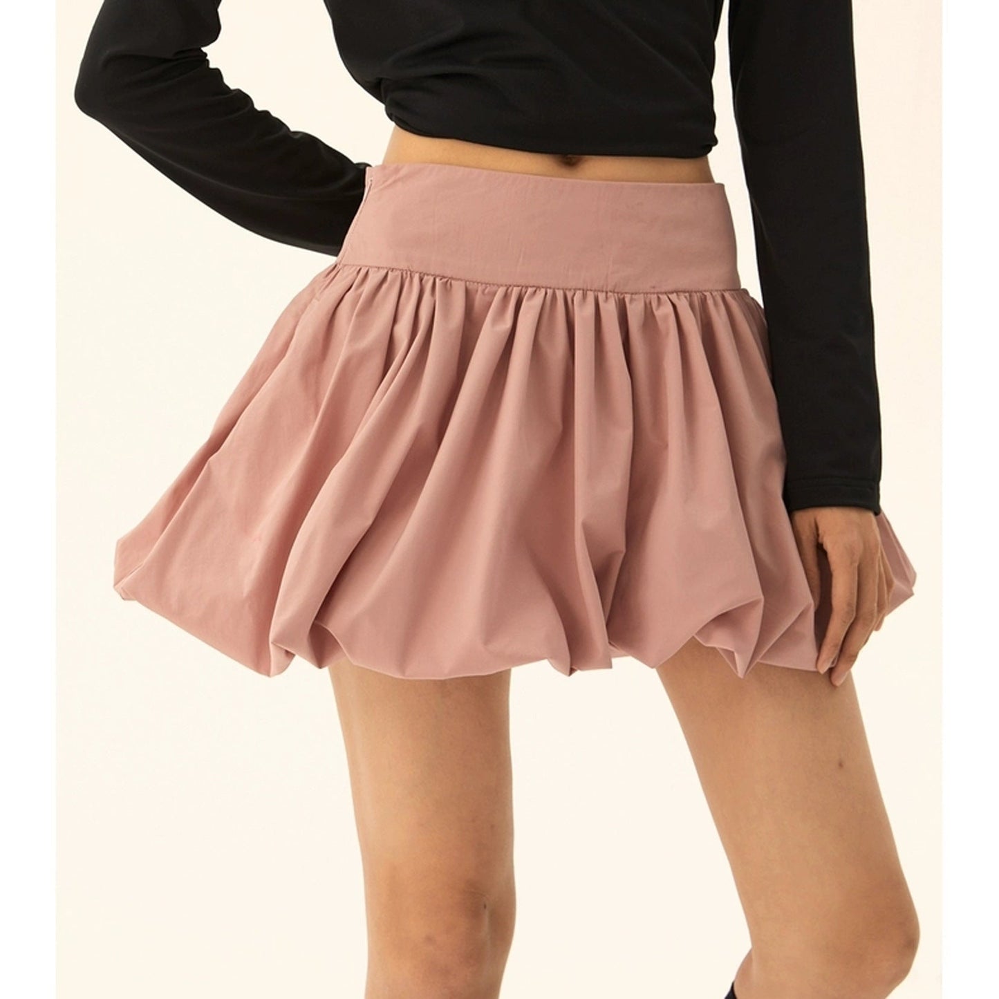 Sweet Solid Color Hem Puff Mini Skirts