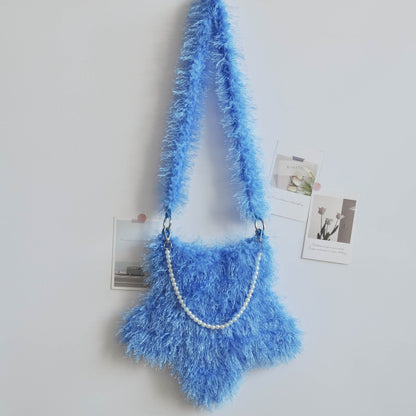 Star Shaped Cute Tassel Plush Shoulder Bag