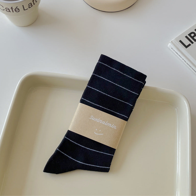 Simple Striped Soft Cotton Socks