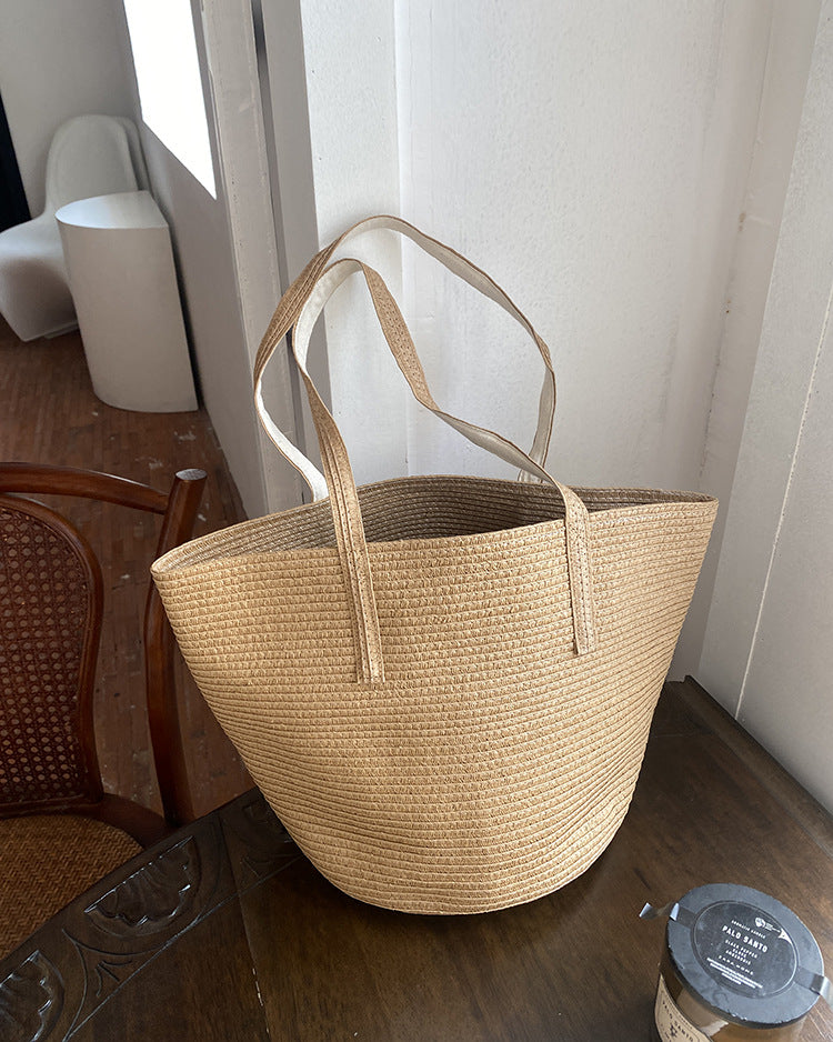 Cute Large Bucket Woven Bag
