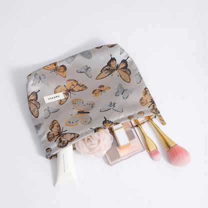 Vintage Butterfly Print Portable Makeup Bag
