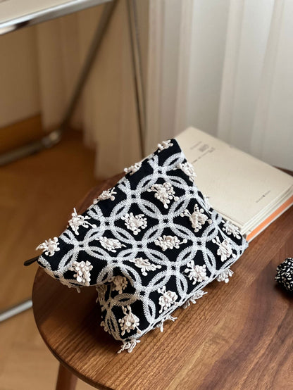 Butterfly Embroidered Square Cosmetic Bag